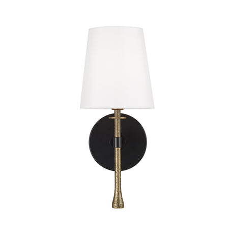Gerald Wall Sconce 14", Matte Black and Hammered Brass