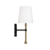 Gerald Wall Sconce 14", Matte Black and Hammered Brass
