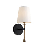 Gerald Wall Sconce 14", Matte Black and Hammered Brass