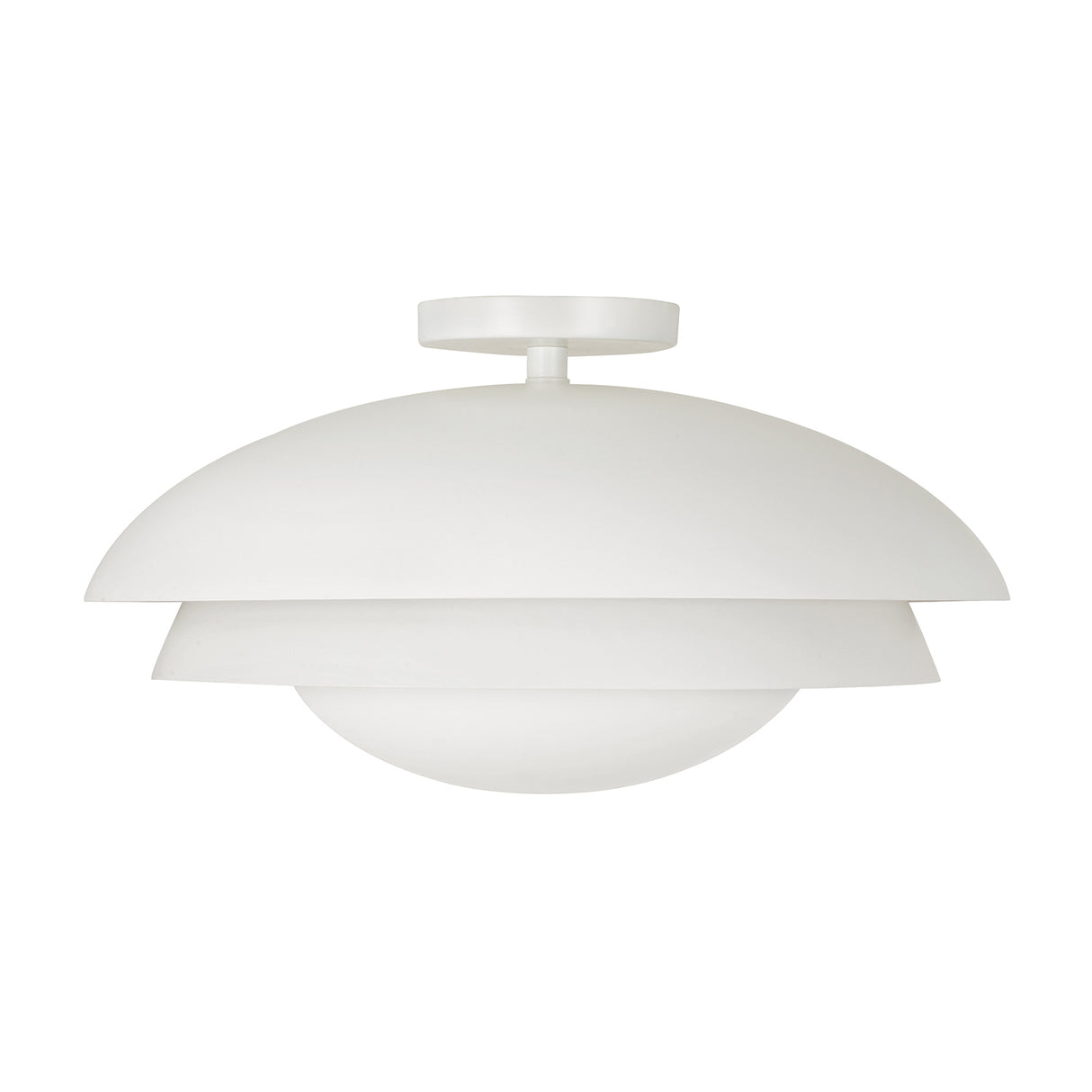 Ruperto Semi-Flush 18", Matte White and Opal Glass