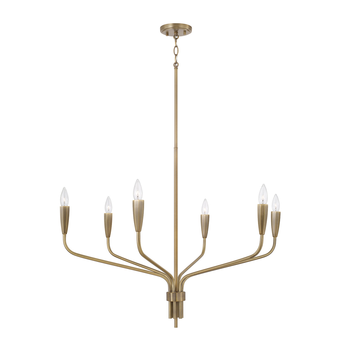 Rinaldo 6 Light Chandelier 35", Brushed Antique Brass