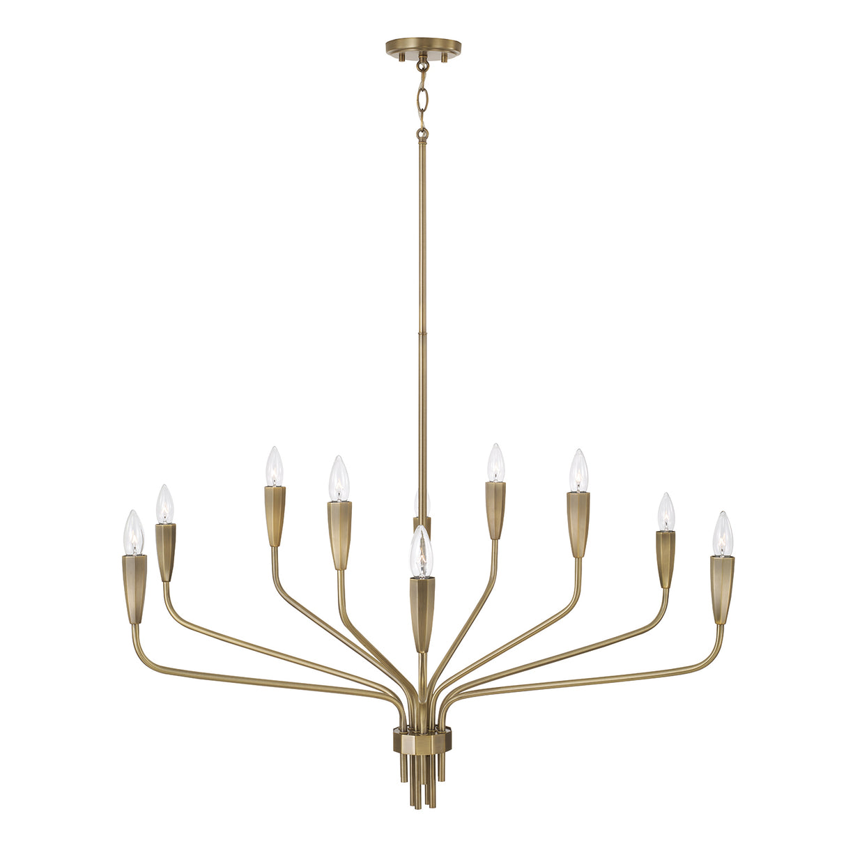 Rinaldo 10 Light Chandelier 41", Brushed Antique Brass