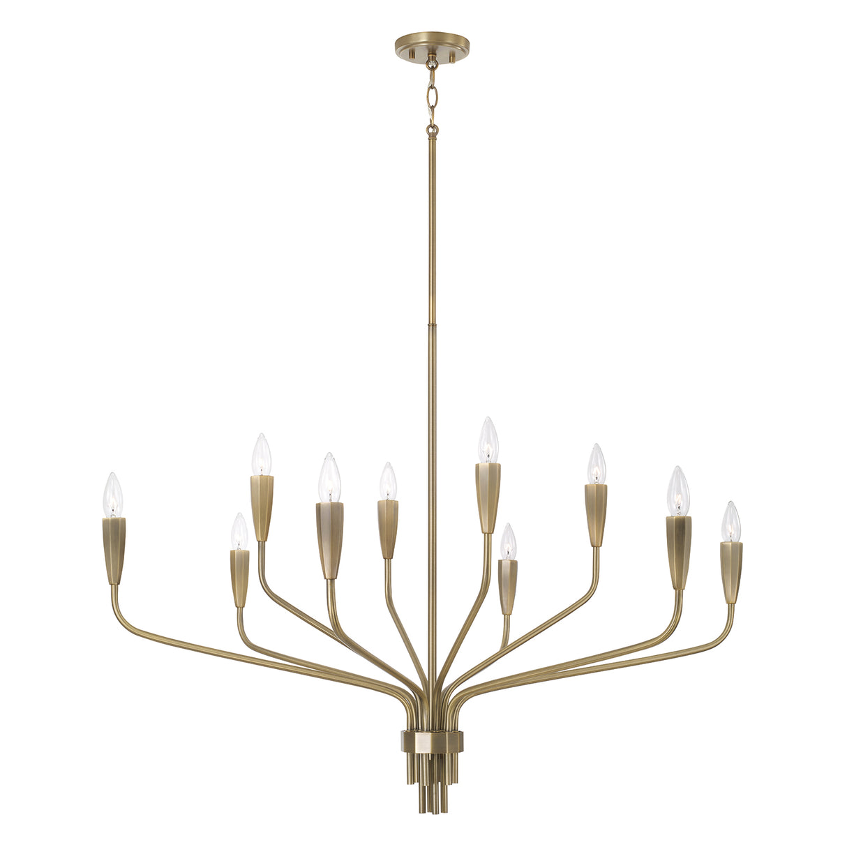 Rinaldo 10 Light Chandelier 41", Brushed Antique Brass