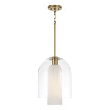 Raylin Pendant 12", Aged Brass, Alabaster and Clear Glass