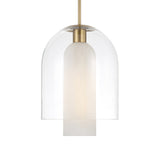 Raylin Pendant 12", Aged Brass, Alabaster and Clear Glass