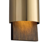Solace LED Wall Sconce 13", Espresso Wood and Matte Brass
