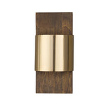 Solace LED Wall Sconce 13", Espresso Wood and Matte Brass