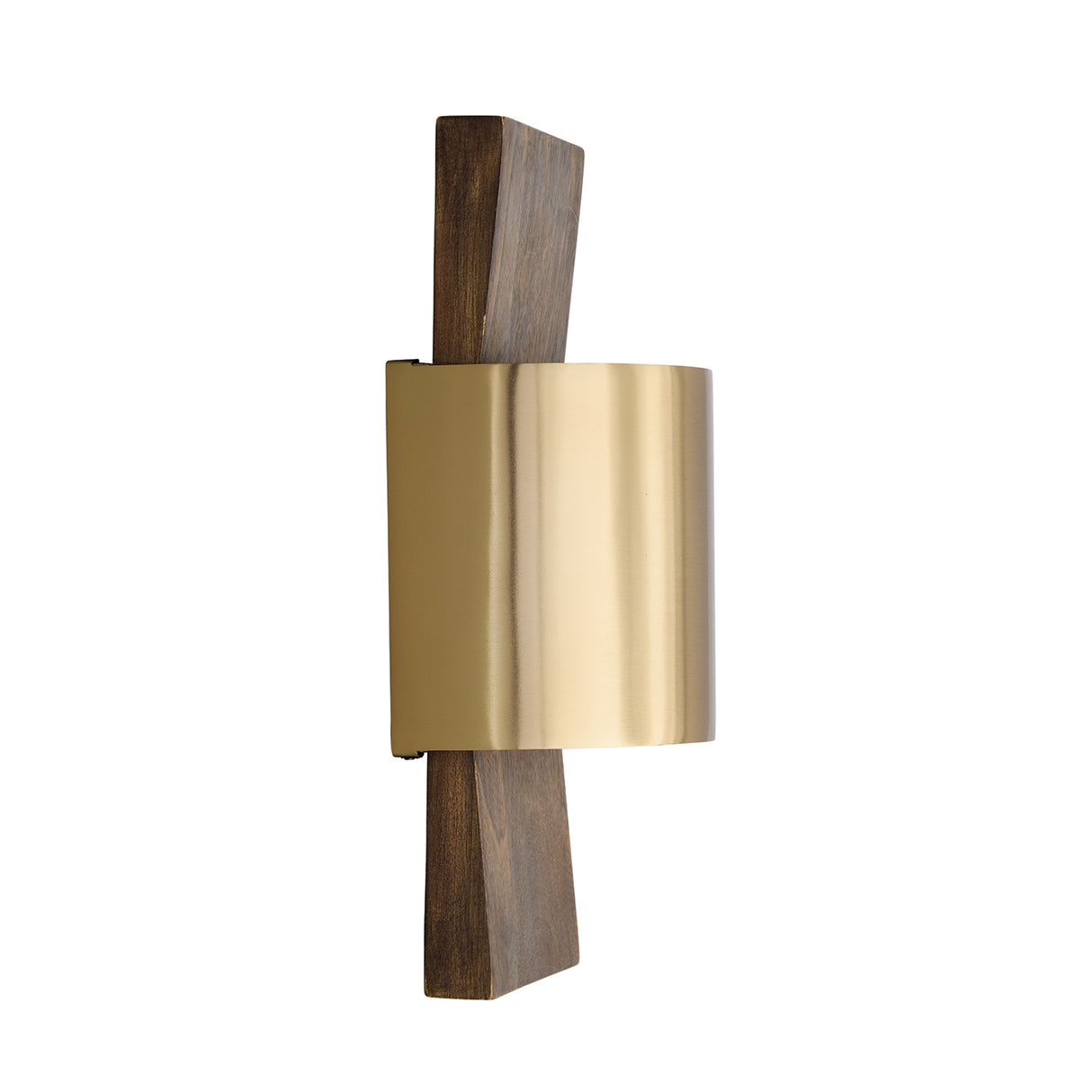Solace LED Wall Sconce 13", Espresso Wood and Matte Brass