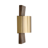 Solace LED Wall Sconce 13", Espresso Wood and Matte Brass