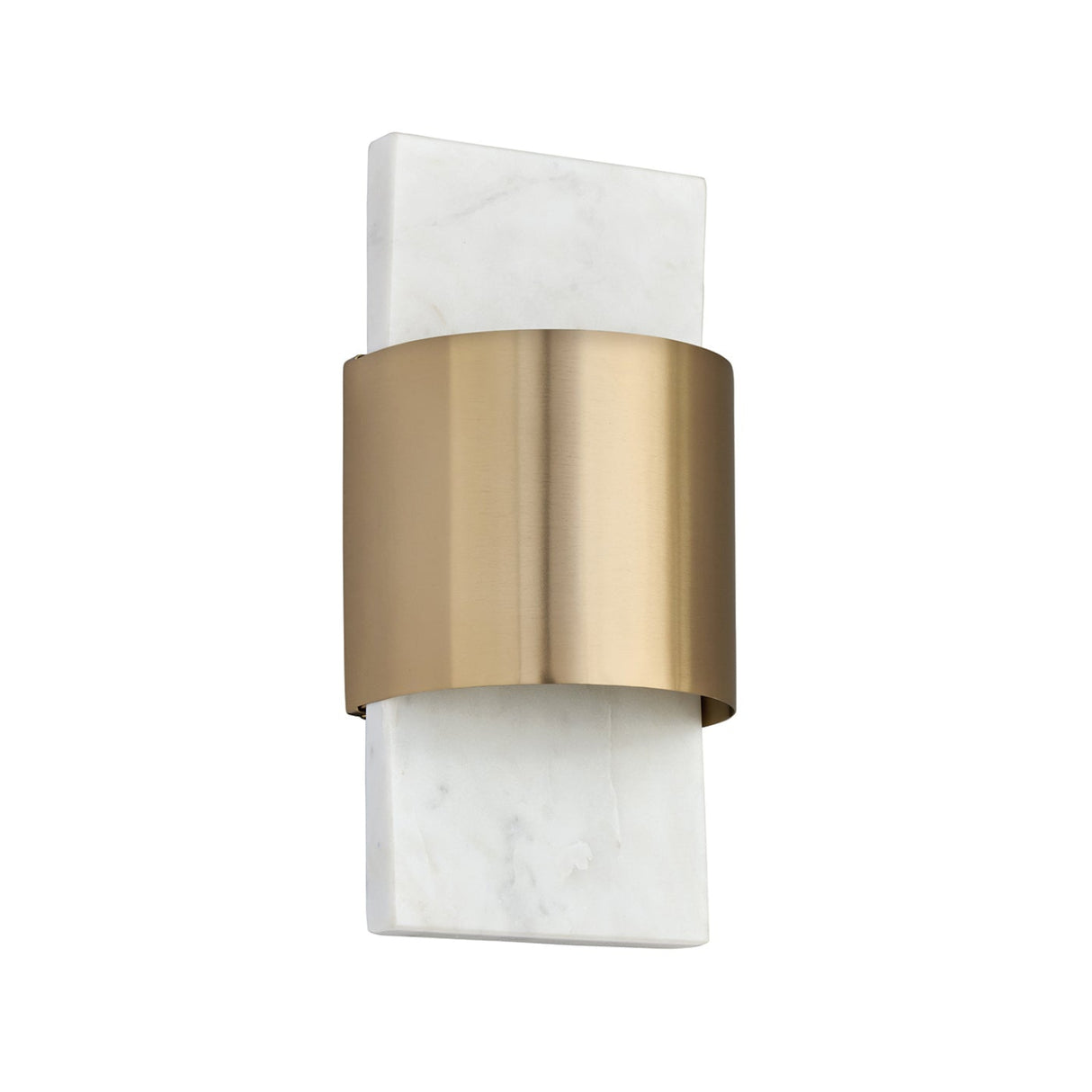 Solace LED Wall Sconce 13", White Marble and Matte Brass