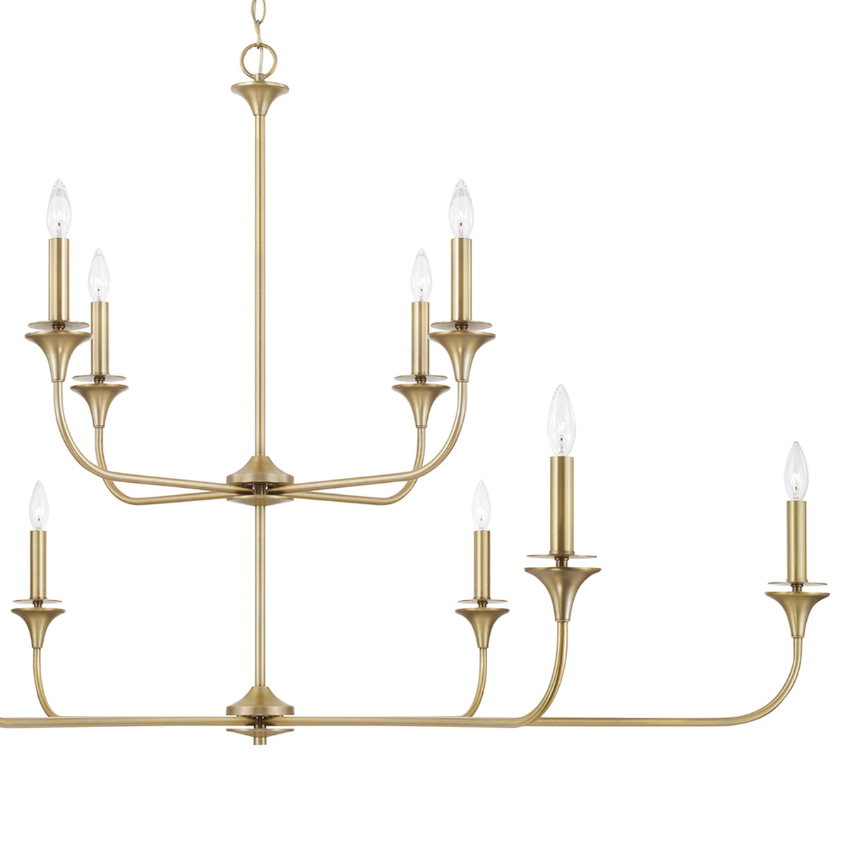 Harper Two-Tier Light Chandelier 56", Aged Brass