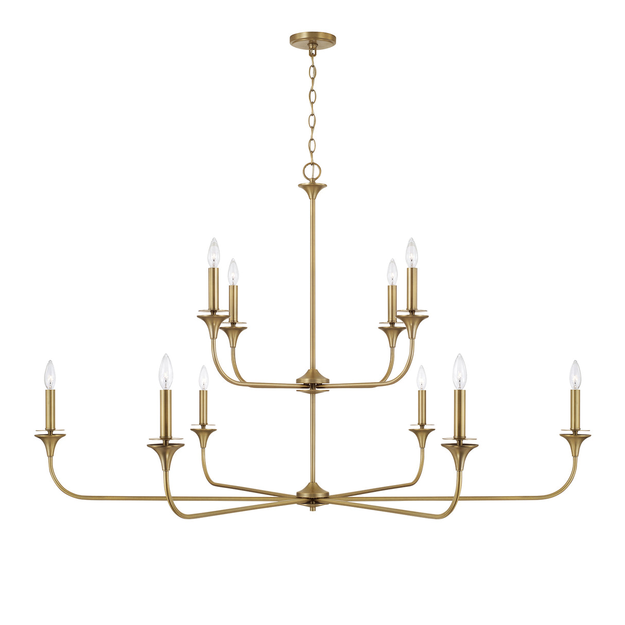 Harper Two-Tier Light Chandelier 56", Aged Brass