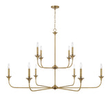 Harper Two-Tier Light Chandelier 56", Aged Brass