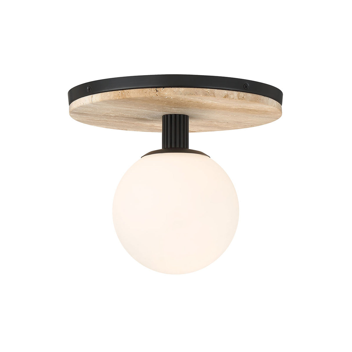 Araceli Medium LED Semi-Flush 12", Matte Black and Travertine