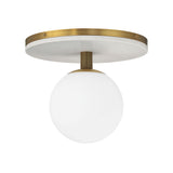 Araceli Large LED Semi-Flush 15", Antique Brass and White Marble