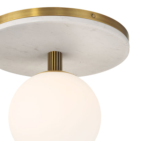 Araceli Large LED Semi-Flush 15", Antique Brass and White Marble