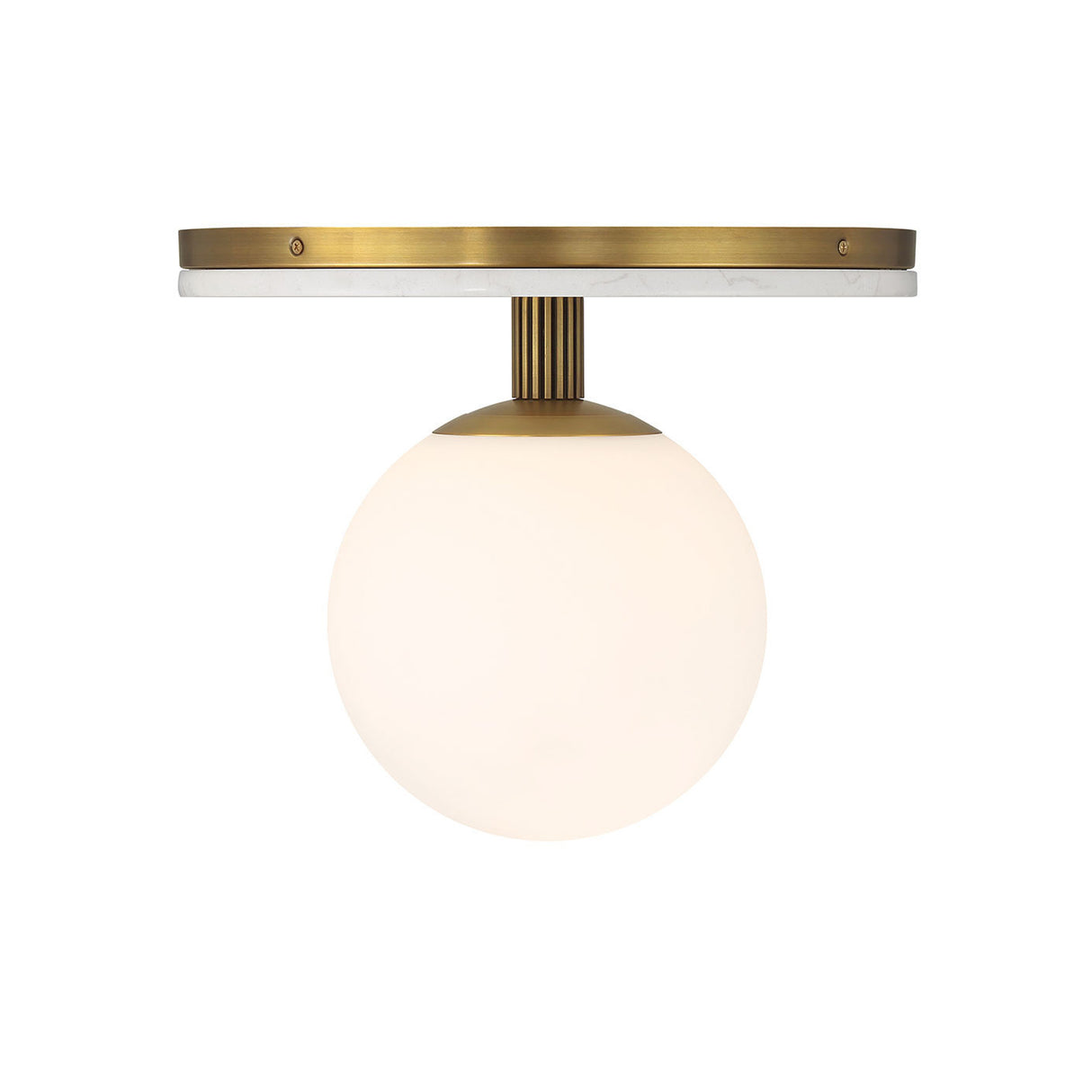 Araceli Large LED Semi-Flush 15", Antique Brass and White Marble