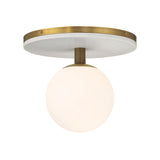 Araceli Large LED Semi-Flush 15", Antique Brass and White Marble