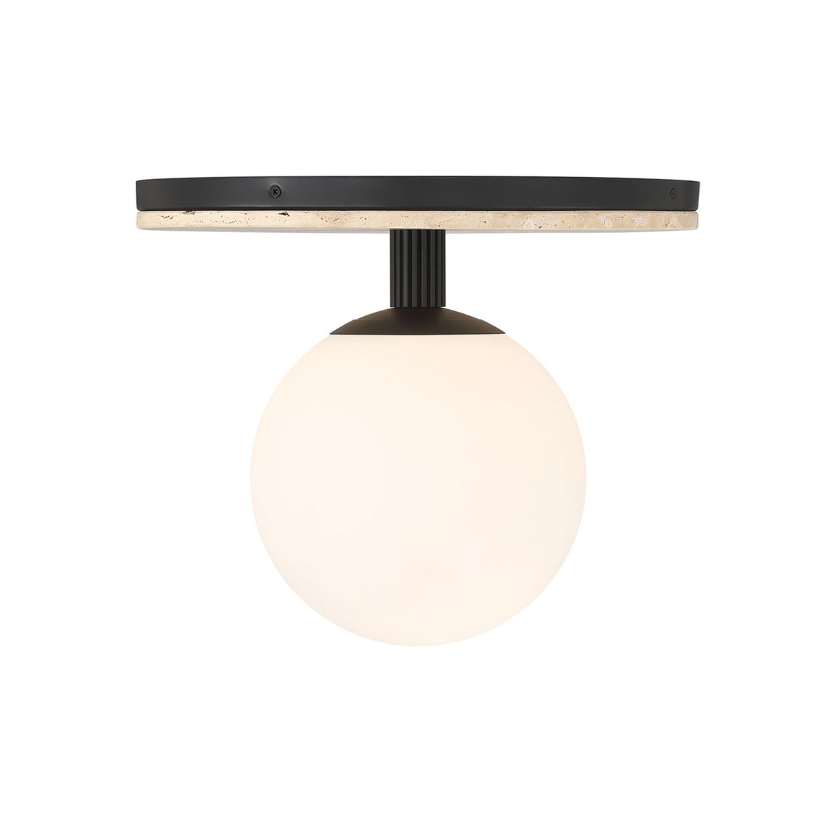 Araceli Large LED Semi-Flush 15", Matte Black and Travertine