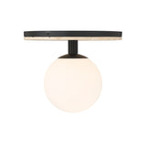 Araceli Large LED Semi-Flush 15", Matte Black and Travertine