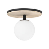 Araceli Large LED Semi-Flush 15", Matte Black and Travertine