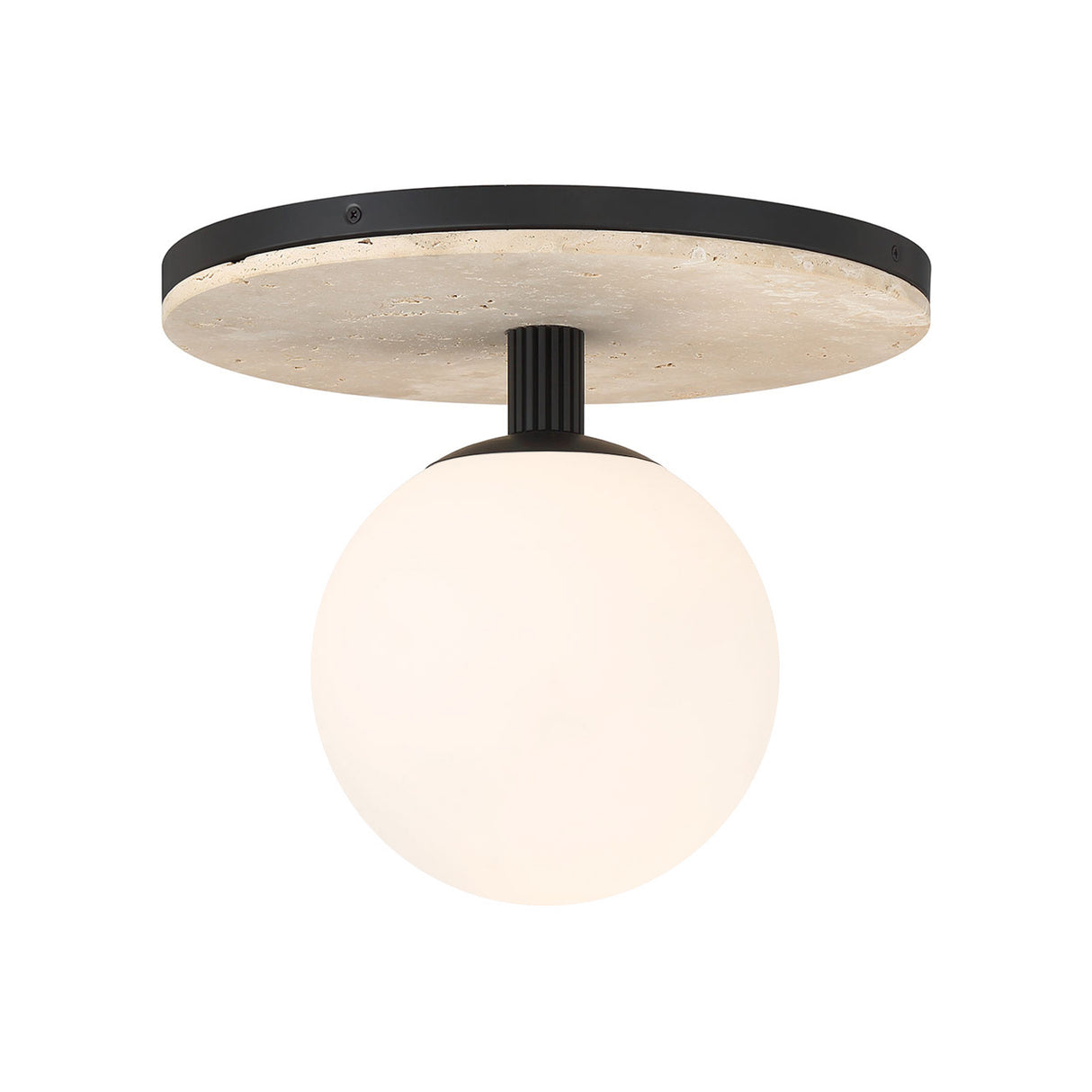 Araceli Large LED Semi-Flush 15", Matte Black and Travertine