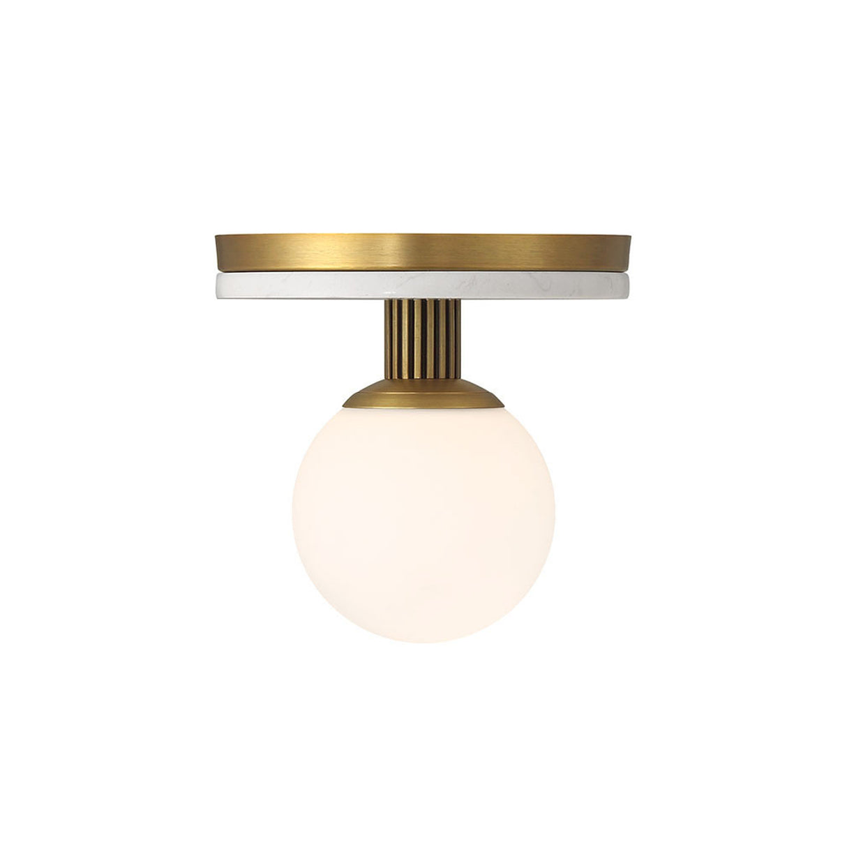 Araceli Small LED Semi-Flush 8", Antique Brass and White Marble