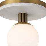 Araceli Small LED Semi-Flush 8", Antique Brass and White Marble