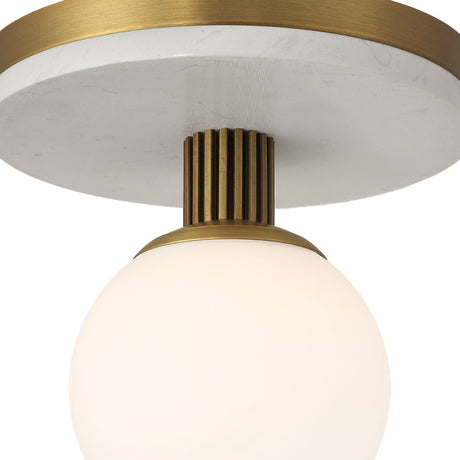 Araceli Small LED Semi-Flush 8", Antique Brass and White Marble