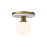 Araceli Small LED Semi-Flush 8", Antique Brass and White Marble
