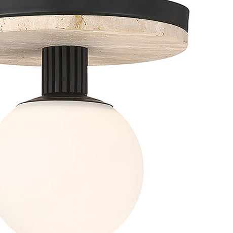 Araceli Small LED Semi-Flush 8", Matte Black and Travertine