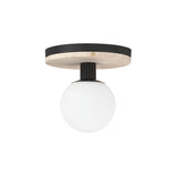 Araceli Small LED Semi-Flush 8", Matte Black and Travertine