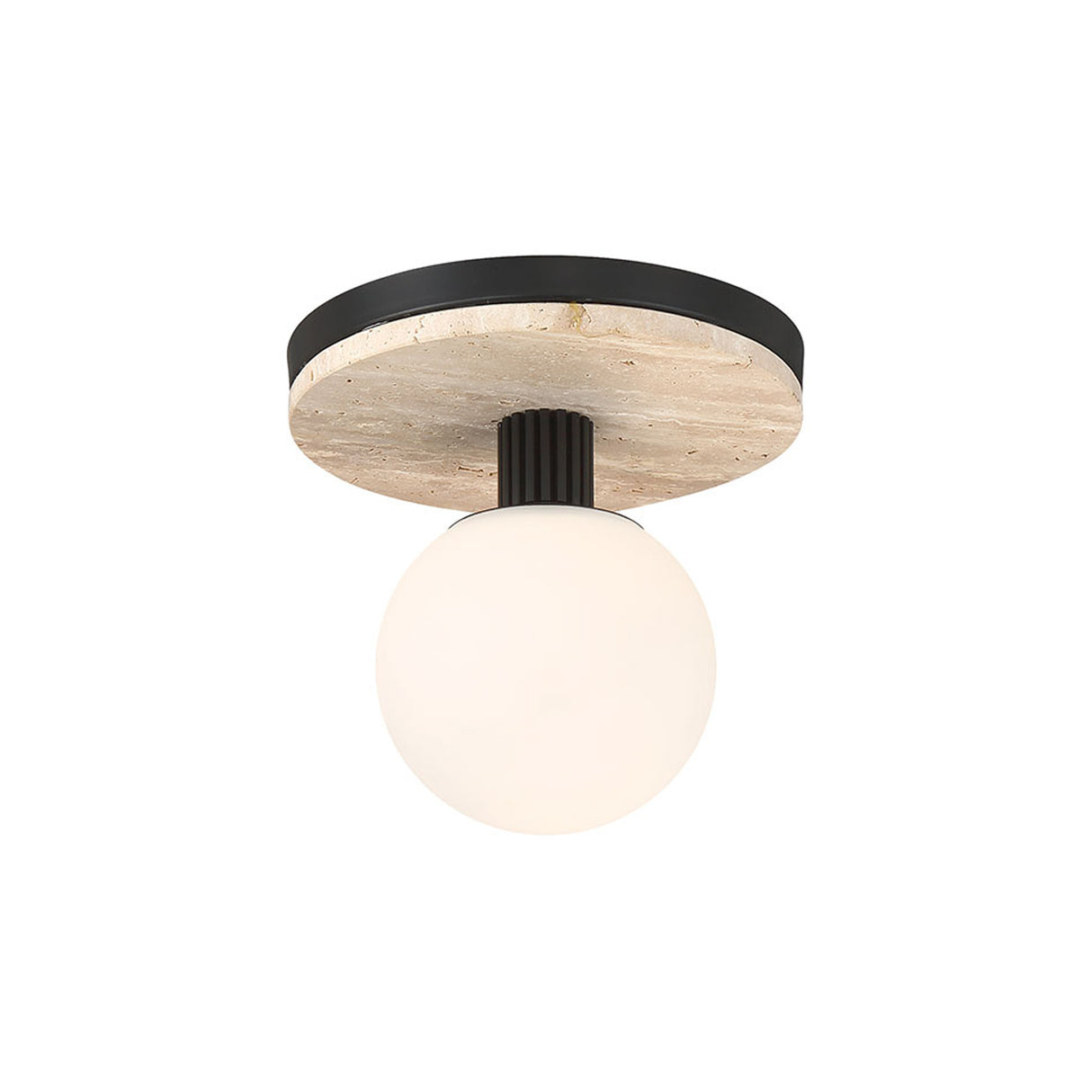 Araceli Small LED Semi-Flush 8", Matte Black and Travertine