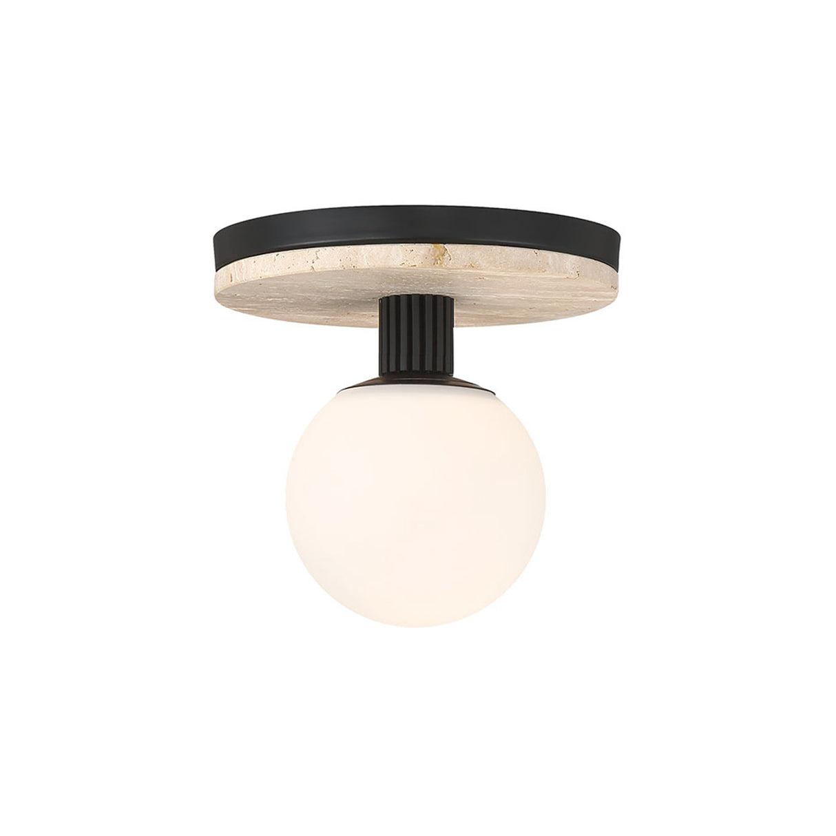 Araceli Small LED Semi-Flush 8", Matte Black and Travertine