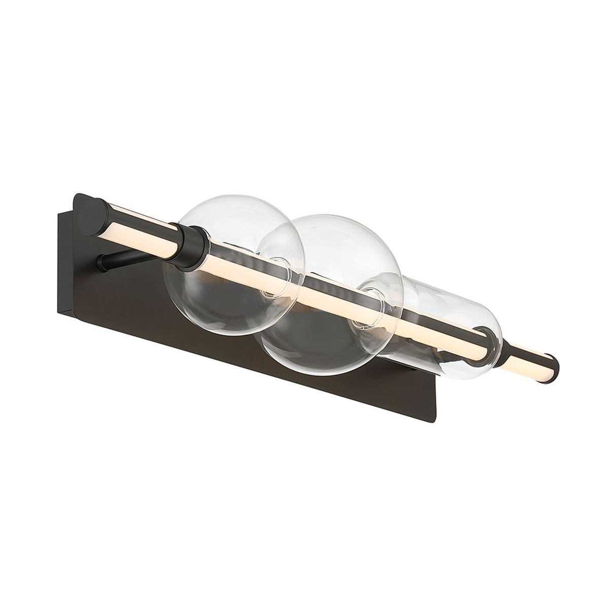 Latimer LED Vanity Light 34", Matte Black and Clear Glass