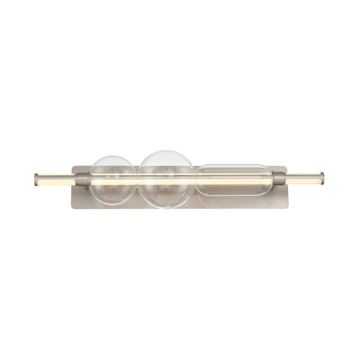 Latimer LED Vanity Light 34", Satin Nickel and Clear Glass