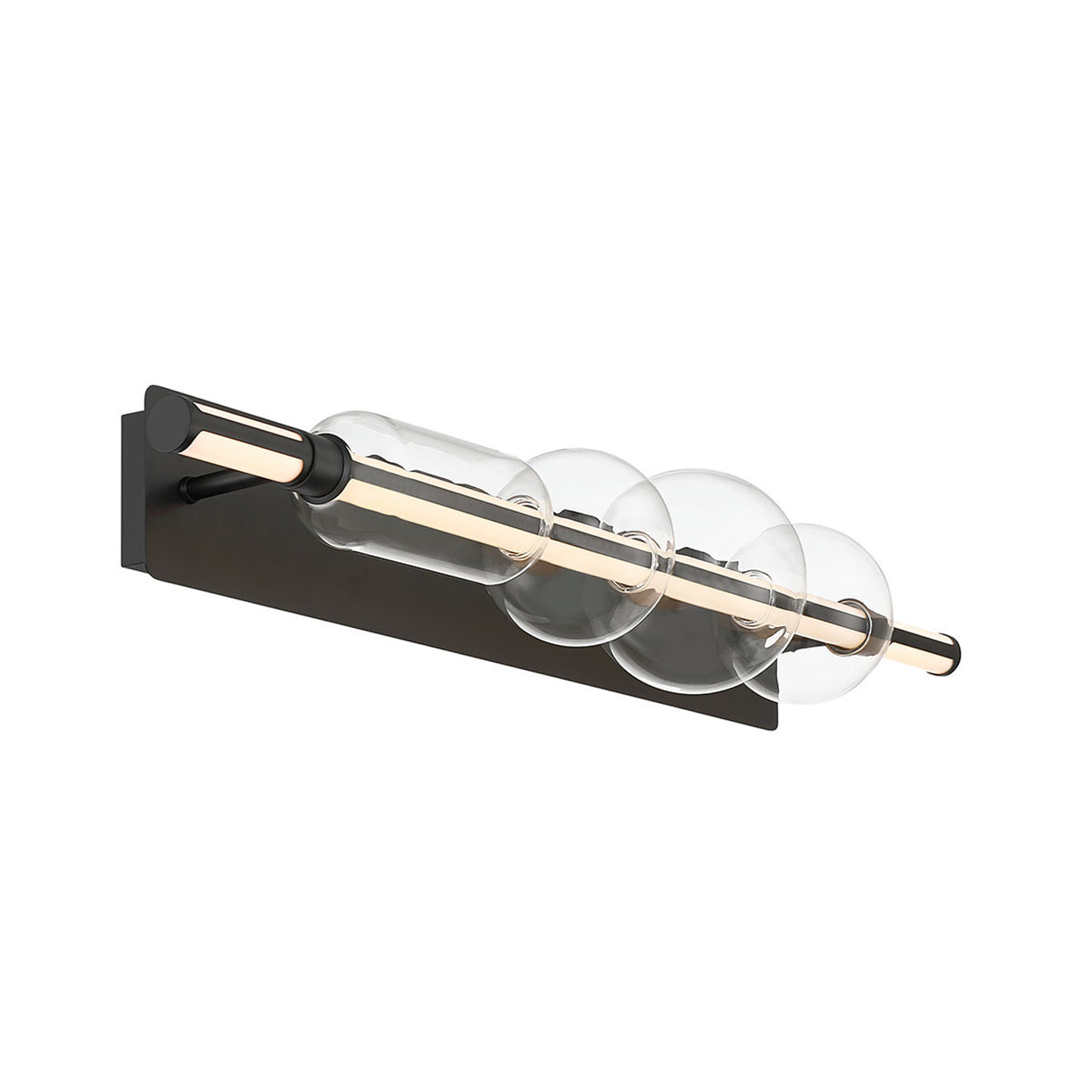 Latimer LED Vanity Light 40", Matte Black and Clear Glass