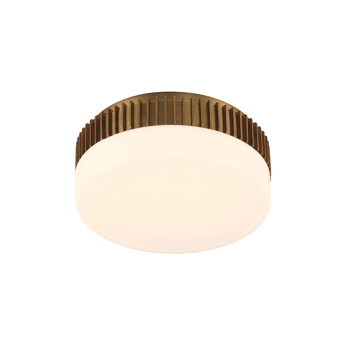 Jamel Medium LED Flush Mount 12", Antique Brass and Opal Glass