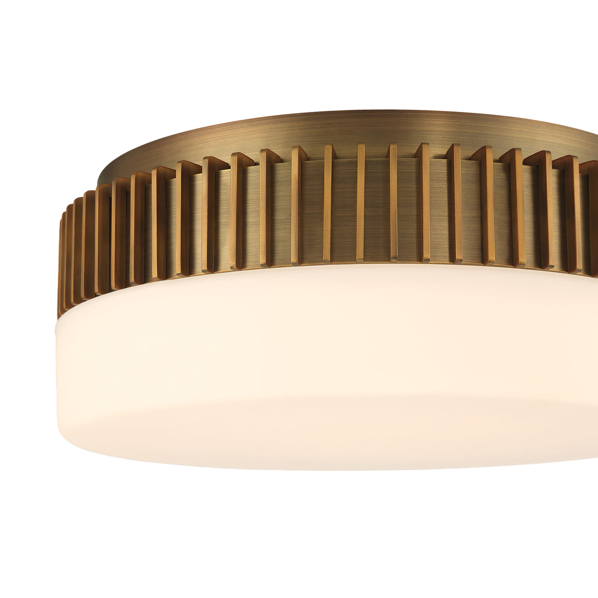 Jamel Medium LED Flush Mount 12", Antique Brass and Opal Glass