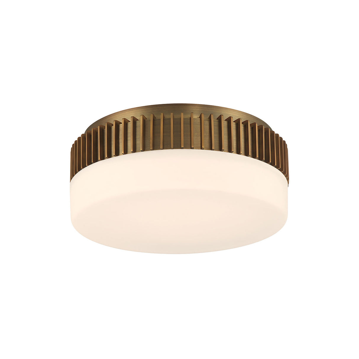 Jamel Medium LED Flush Mount 12", Antique Brass and Opal Glass