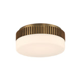 Jamel Medium LED Flush Mount 12", Antique Brass and Opal Glass