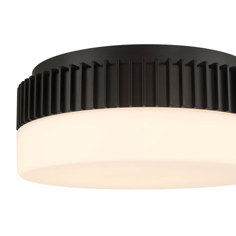 Jamel Medium LED Flush Mount 12", Matte Black and Opal Glass