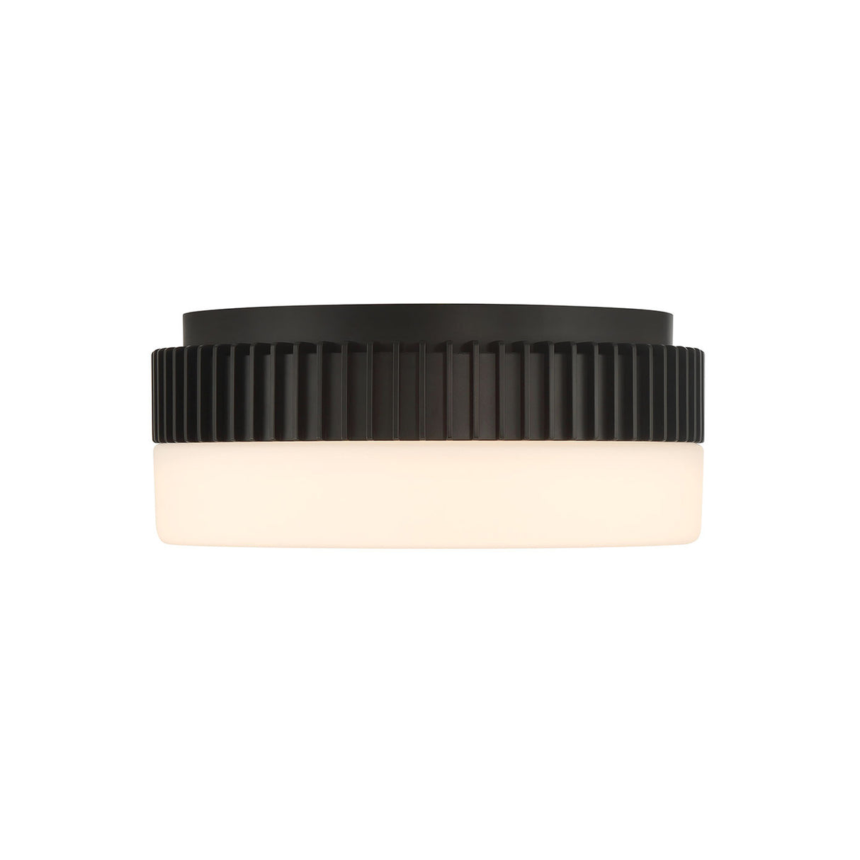 Jamel Medium LED Flush Mount 12", Matte Black and Opal Glass