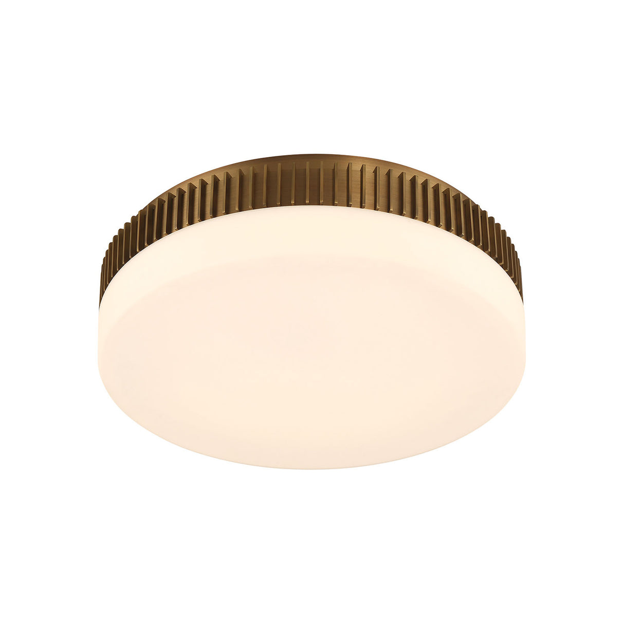 Jamel Large LED Flush Mount 18", Antique Brass and Opal Glass
