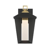 Reynard LED Outdoor Wall Light, Small 13", Black with Brass