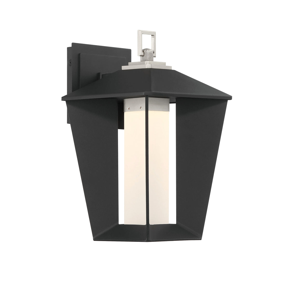 Reynard LED Outdoor Wall Light, Small, 13", Black with Satin Nickel
