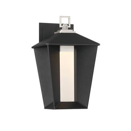 Reynard LED Outdoor Wall Light, Small, 13", Black with Satin Nickel