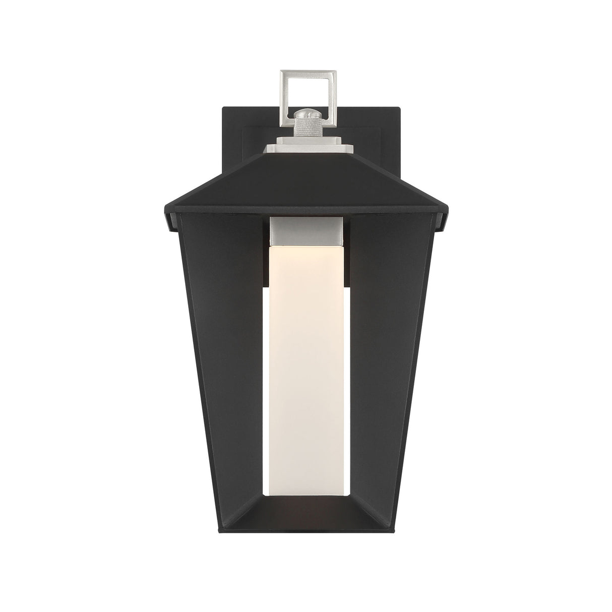 Reynard LED Outdoor Wall Light, Small, 13", Black with Satin Nickel