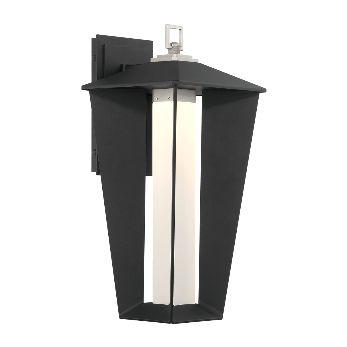 Reynard LED Outdoor Wall Light, Large, 19", Black with Satin Nickel