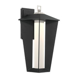 Reynard LED Outdoor Wall Light, Large, 19", Black with Satin Nickel